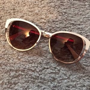 White & Gold Cat Eye Sunglasses
